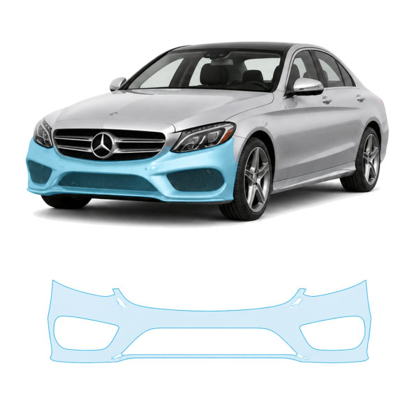 Антигравийная защитная бронепленка по лекалам для Mercedes-Benz C-Class W205 2014-2018 - передний бампер