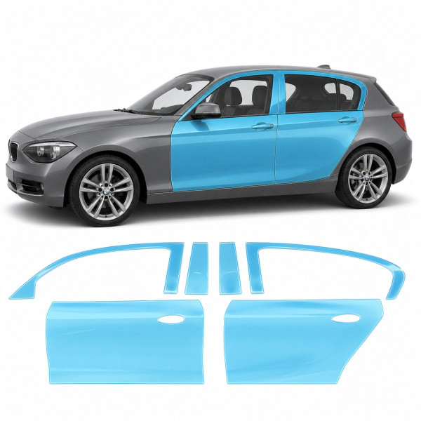 Антигравийная защитная бронепленка по лекалам для BMW 1 Series F20 2011-2015 - зоны дверей и стойки окон