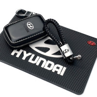 Автонабор №66 для Hyundai/ Коврик панели / Брелок плетеный и чехол для автоключей с логотипом