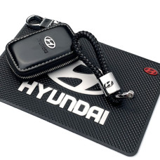 Автонабор №66 для Hyundai/ Коврик панели / Брелок плетеный и чехол для автоключей с логотипом