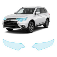 Антигравийная защитная бронепленка по лекалам для Mitsubishi Outlander GG facelift 2015-2021 - оптика (фары и ПТФ)
