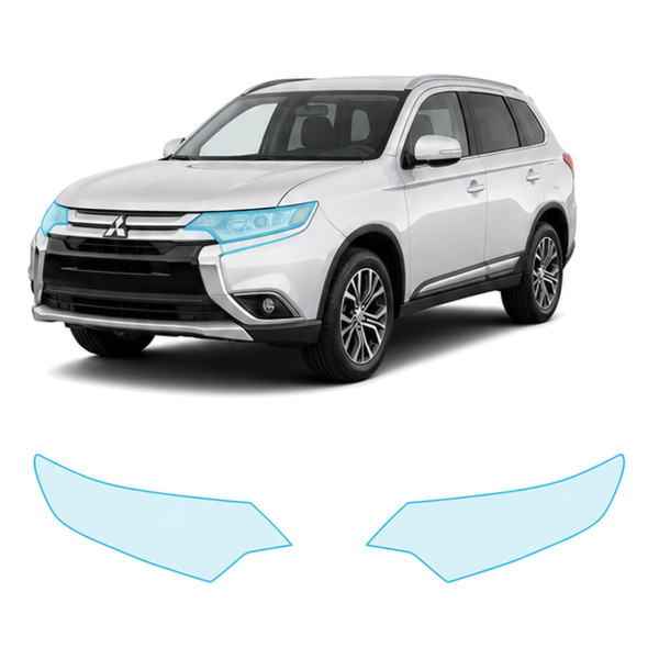 Антигравийная защитная бронепленка по лекалам для Mitsubishi Outlander GG facelift 2015-2021 - оптика (фары и ПТФ)