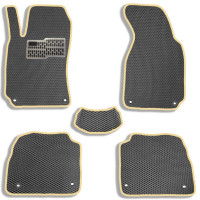 Килимки в салон EVA для Skoda SuperB 2001-2008 (Металевий підп'ятник) Чорні-Бежевий кант 5 шт