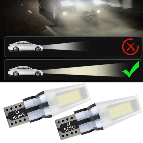 Автолампа світлодіодна LED 12/24V T10 COB 24 Чіп (Матовий Алюміній) Білий Світло 1 шт