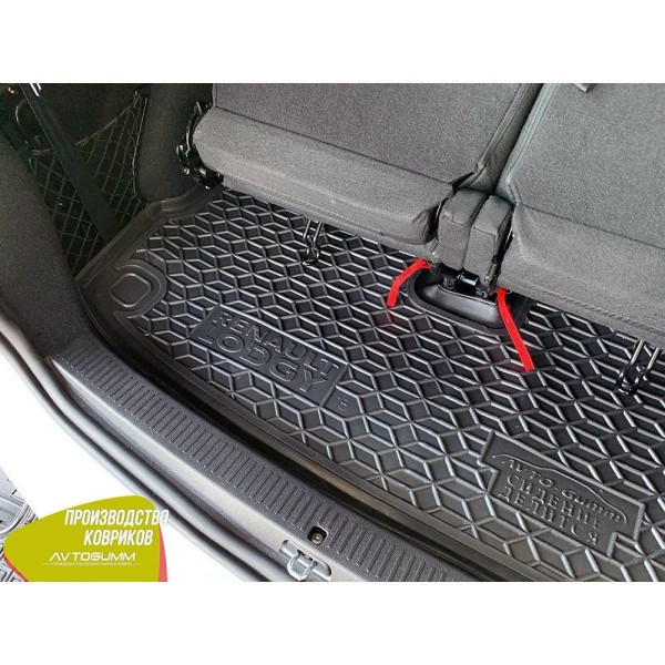 Автомобильный коврик в багажник Renault Lodgy 2019,5- раздел. 3-й ряд / Резиновый (Avto-Gumm)