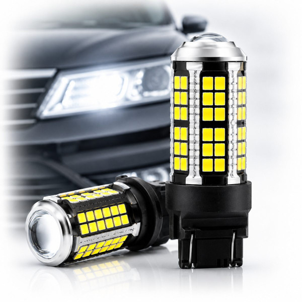 Автолампа светодиодная LED двухконтактная W21/5W 63x2835SMD Белая 1 шт (P27/7)