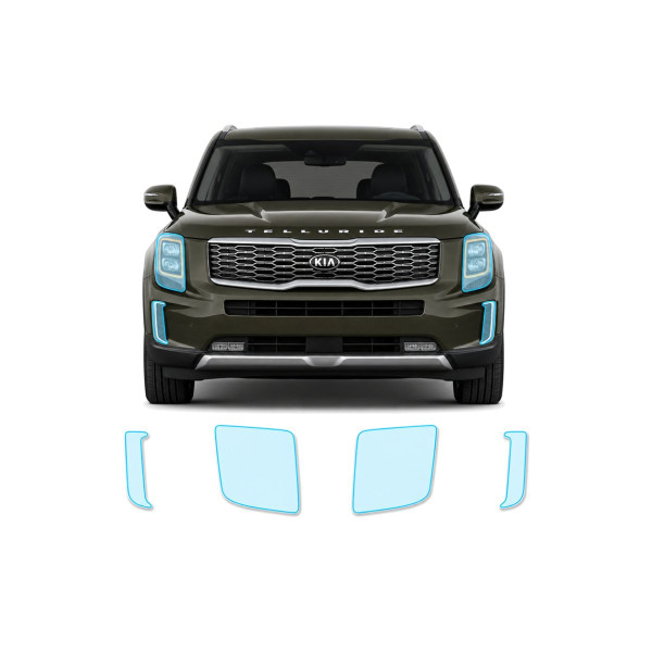 Антигравійна захисна бронеплівка за лекалами для Kia Telluride I 2019- оптика (фари та ПТФ)