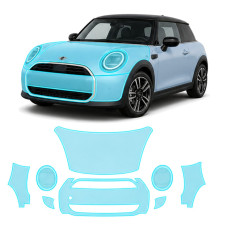 Антигравийная защитная бронепленка по лекалам для Mini Cooper F66 2024- передняя часть авто (капот бампер фары крылья)