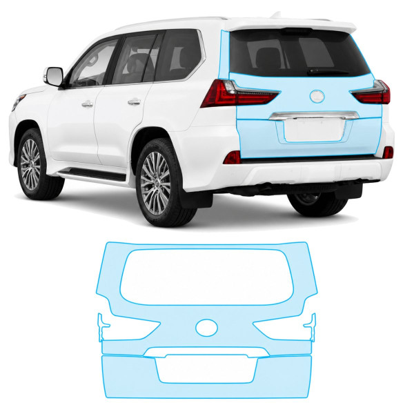 Антигравійна захисна бронеплівка за лекалами для Lexus LX J200 facelift 2 2016-2021 - зона кришки багажника