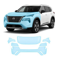 Антигравийная защитная бронепленка по лекалам для Nissan Rogue / X-Trail T33 facelift 2024- передняя часть авто (капот бампер фары крылья)
