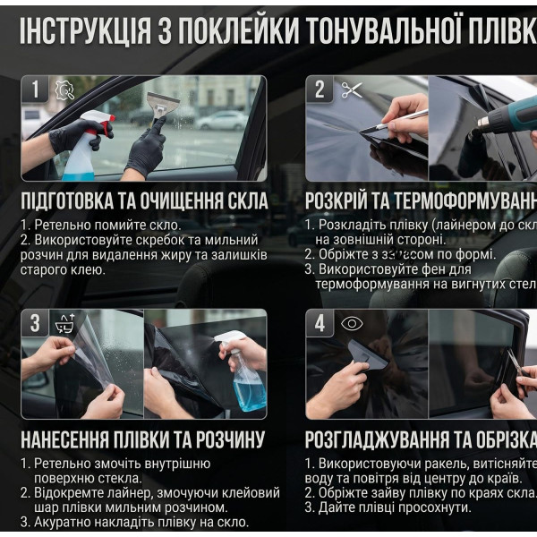 Тонувальна плівка Професійна VLT 3% IR 60% UV 90% Ширина 50 см Довжина 1 Метр Антицарапка (AS03)