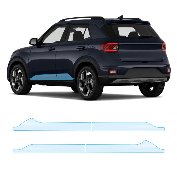 Антигравийная защитная бронепленка по лекалам для Hyundai Venue I 2019- нижняя зона кузова пороги