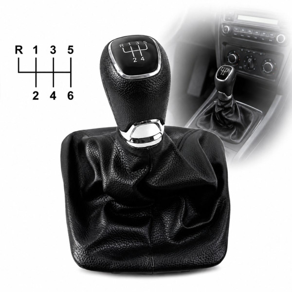 Ручка КПП з пильником у зборі Модельна для Skoda Octavia A5 2004-2014 Екошкіра (5 Швидкостей) New Style №32
