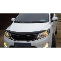 Дефлектор капота мухобойка для Kia Rio 11- седан / хетчбек Темная