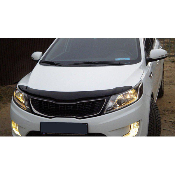 Дефлектор капоту мухобійка для Kia Rio 11- седан / хетчбек Темна