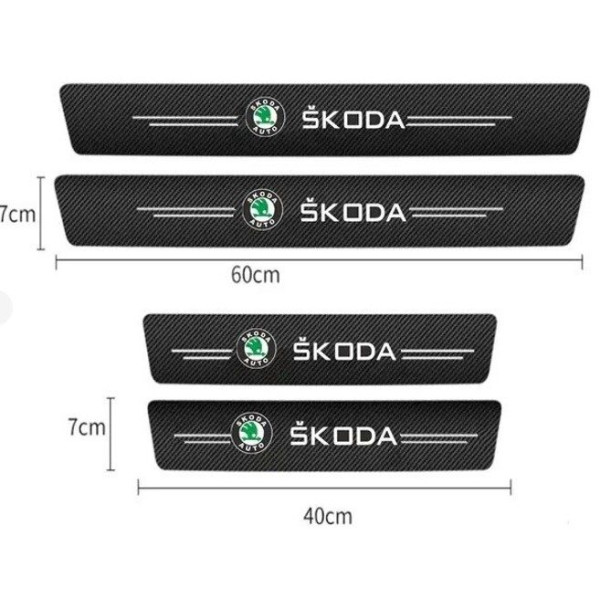 Захисна плівка накладка на пороги для Skoda Чорний Карбон 4 шт