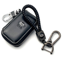 Автонабір №8 для Kia / Плетений брелок з карабіном та чохол для автоклучів / Шкіра наппа