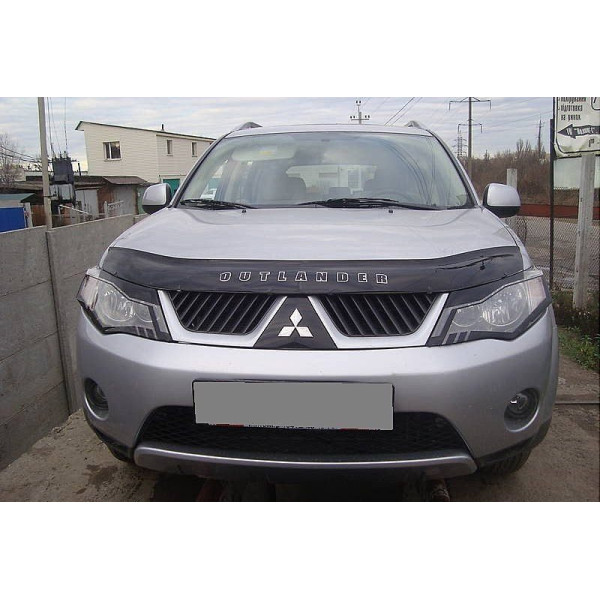 Дефлектор капота мухобойка Mitsubishi Outlander XL 2007-2009 доРестайлинг Евро Крепление (Vip Tuning)