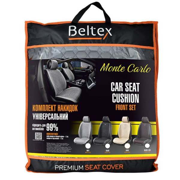 Накидки для передних сидений Алькантара Beltex Monte Carlo Черные 2 шт