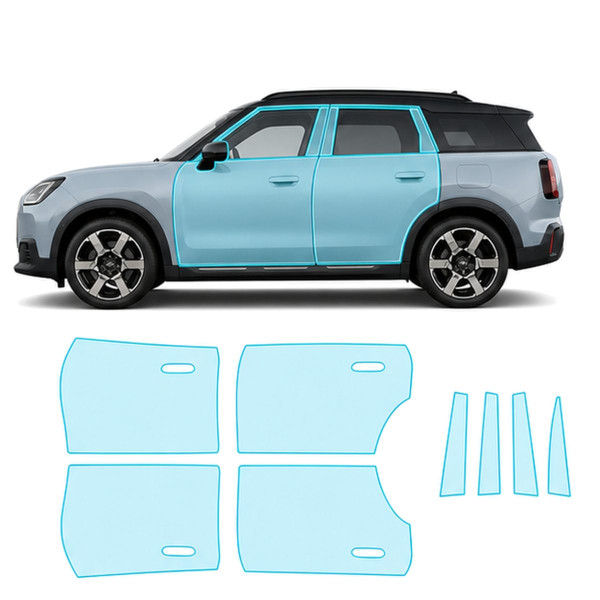Антигравийная защитная бронепленка по лекалам для Mini Countryman U25 2023- зоны дверей и стойки окон