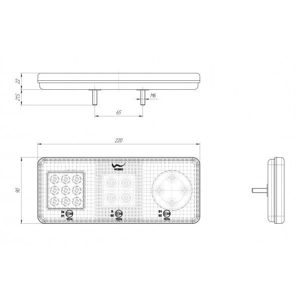 Задний фонарь LED универсальный прямоугольный 22х9 см 12/24V 5W Ф-401L