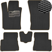 Килимки в салон EVA для Hyundai Getz 2005-2008 з підп'ятником Чорні-Коричневий кант 5 шт