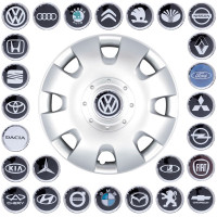 Колпак колеса с эмблемой SKS209 Volkswagen R14 серый с логотипом на выбор 4 шт