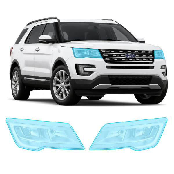 Антигравийная защитная бронепленка по лекалам для Ford Explorer (US) V 2011-2019 - оптика (фары и ПТФ)