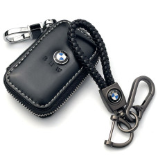 Автонабор №8 для BMW / Плетеный брелок с карабином и чехол для автоклучей / Кожа Наппа