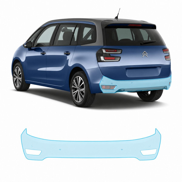 Антигравийная защитная бронепленка по лекалам для Citroen C4 Picasso (Grand C4 Picasso) II facelift 2016-2018 - задний бампер