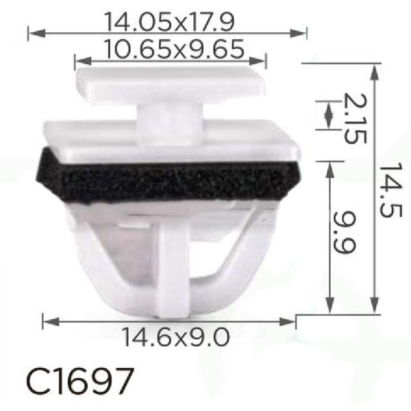 Клипса крепления молдинга HYUNDAI KIA HONDA (8771902500 87719-02500 15204) C1697