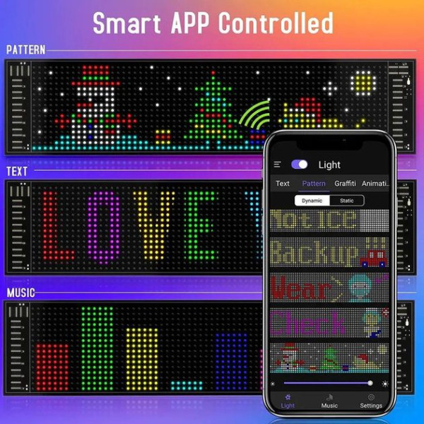 Гнучкий екран LED Matrix Panel APP Wi-Fi RGB 120 x 595 мм