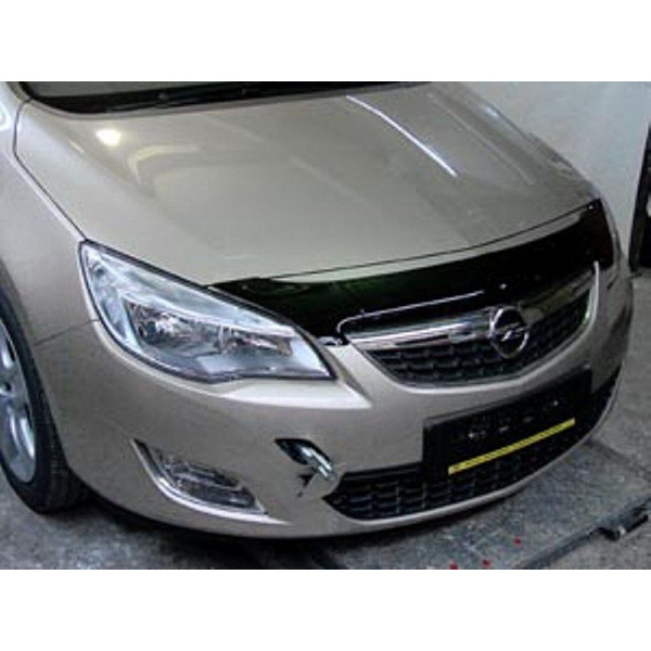 Дефлектор капота мухобойка Opel Astra 2010- хб темный короткий