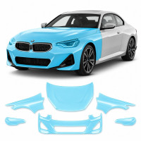 Антигравийная защитная бронепленка по лекалам для BMW 2 Series G42 2021- передняя часть авто (капот бампер фары крылья)