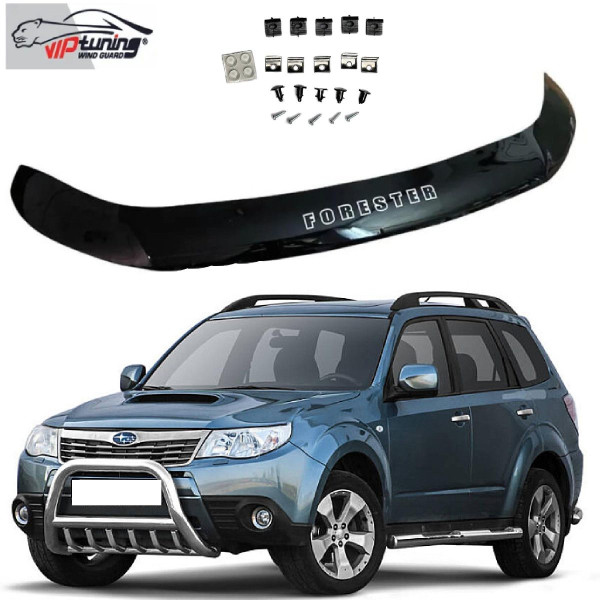 Дефлектор капота мухобойка Subaru Forester 2008-2012 Евро Крепление (Vip Tuning)