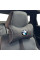 Подушка на подголовник с логотипом Bmw Экокожа 3D Цветной лого Черные-Серый кант 1 шт