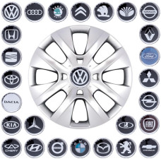 Ковпак колеса з емблемою Volkswagen SKS225 R14 сірий з логотипом на вибір 4 шт