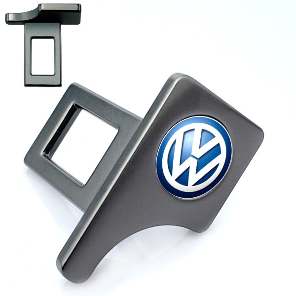 Заглушка ременя безпеки з логотипом Volkswagen Синій логотип темний хром 1 шт