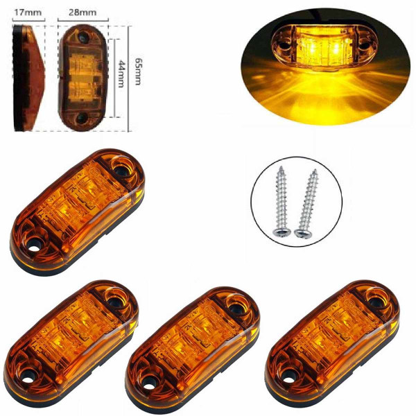 LED Габарит 65 х 28 мм 12/24V два діоди Помаранчевий 4 шт (BD-0015R)