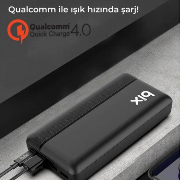Power Bank Портативний Акумулятор Bix 30000 mAh 3x USB 22,5 Вт Чорний (PB302)
