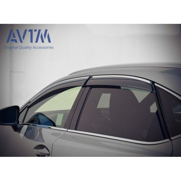 Дефлектори вікон вітровики Lexus NX 2014- з хромом молдингом 4 шт (08611-78810)