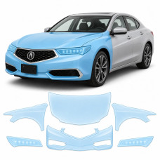 Антигравийная защитная бронепленка по лекалам для Acura TLX I facelift 2018-2020 - передняя часть авто (капот бампер фары крылья)