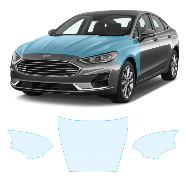 Антигравийная защитная бронепленка по лекалам для Ford Fusion (US) II facelift 2017-2020 - капот и передние крылья