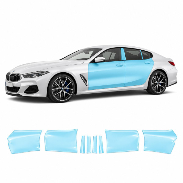 Антигравийная защитная бронепленка по лекалам для BMW 8 Series G15/G14/G16 facelift 2022- зоны дверей и стойки окон