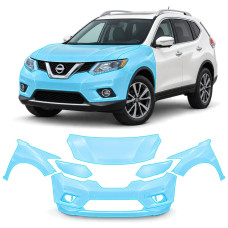 Антигравийная защитная бронепленка по лекалам для Nissan Rogue / X-Trail T32 2014-2017 - передняя часть авто (капот бампер фары крылья)