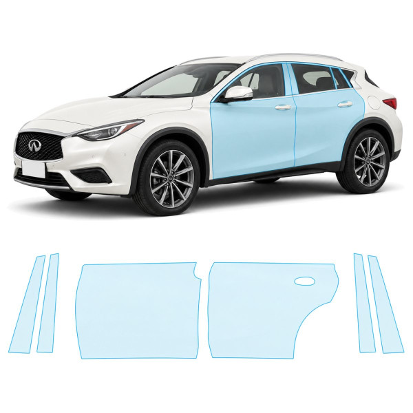 Антигравійна захисна бронеплівка за лекалами для Infiniti QX30 H15 2016-2019 - зони дверей і стійки вікон