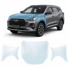 Антигравийная защитная бронепленка по лекалам для Chery Tiggo 7 Pro I facelift 2023- капот и передние крылья