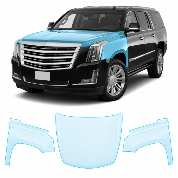Антигравийная защитная бронепленка по лекалам для Cadillac Escalade IV 2015-2020 - капот и передние крылья