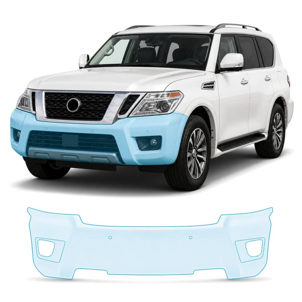 Антигравийная защитная бронепленка по лекалам для Nissan Armada II 2017-2020 - передний бампер