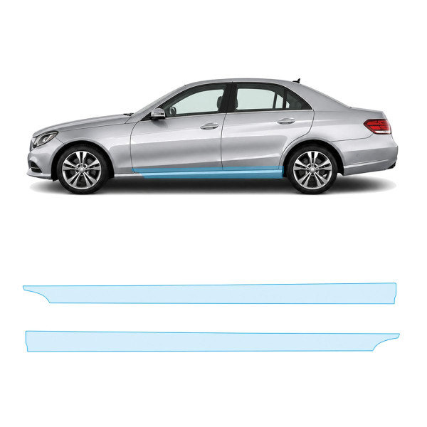Антигравийная защитная бронепленка по лекалам для Mercedes-Benz E-Class W212 facelift 2013-2016 - нижняя зона кузова пороги